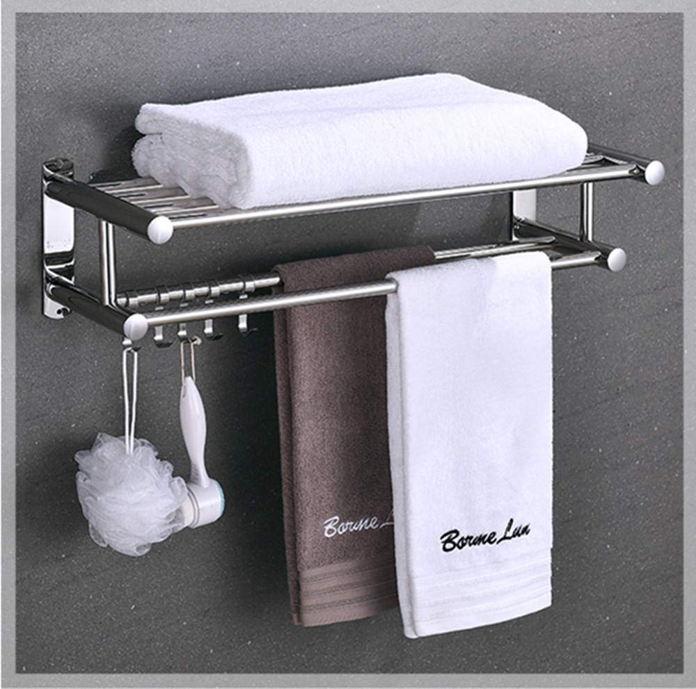 Porte-serviettes double en acier inoxydable 50cm pour mur de salle de bain