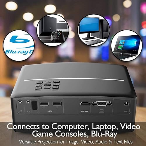 Miniatura 4 de Pyle Proyector de cine en casa multimedia portátil, LED HD 1080p con proyección del sistema de datos digitales por USB HDMI para películas de cine,