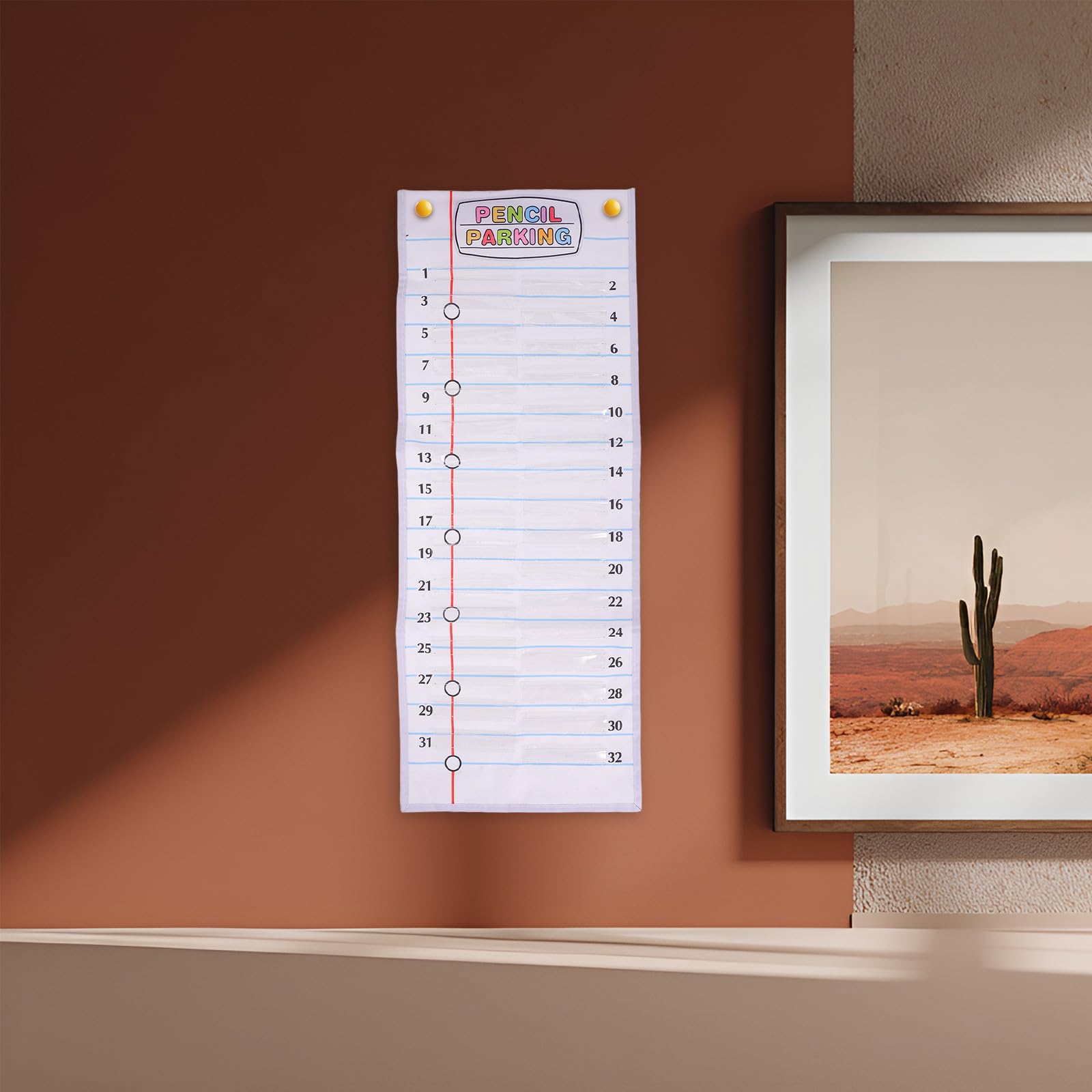Gatuida Organizador de pared con bolsillos para lápices y 32 bolsillos