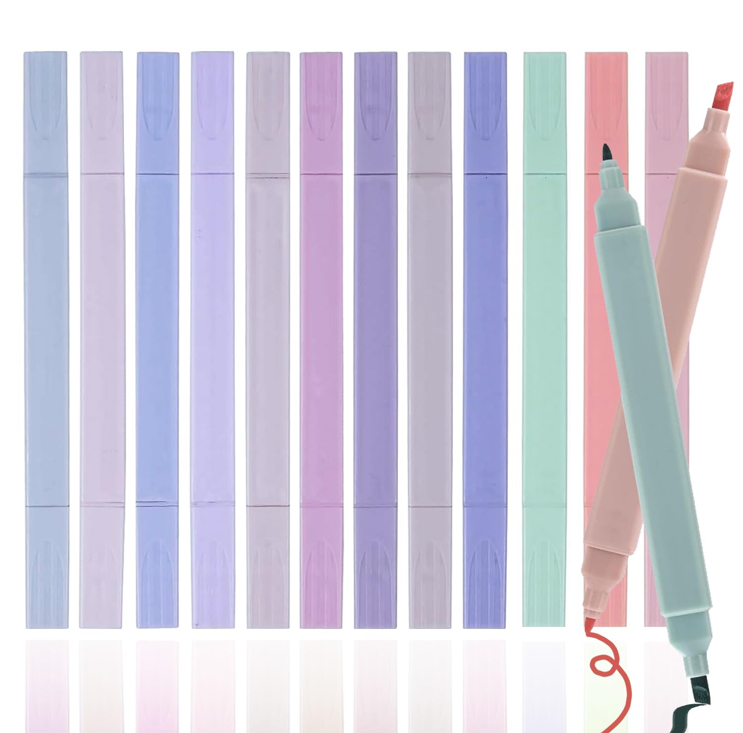 DomoJoy Pastel Highlighters Pens, Dual-tip 12 Colors Bible Highlighter, Light Colors do not Bleed ink, Label Marker