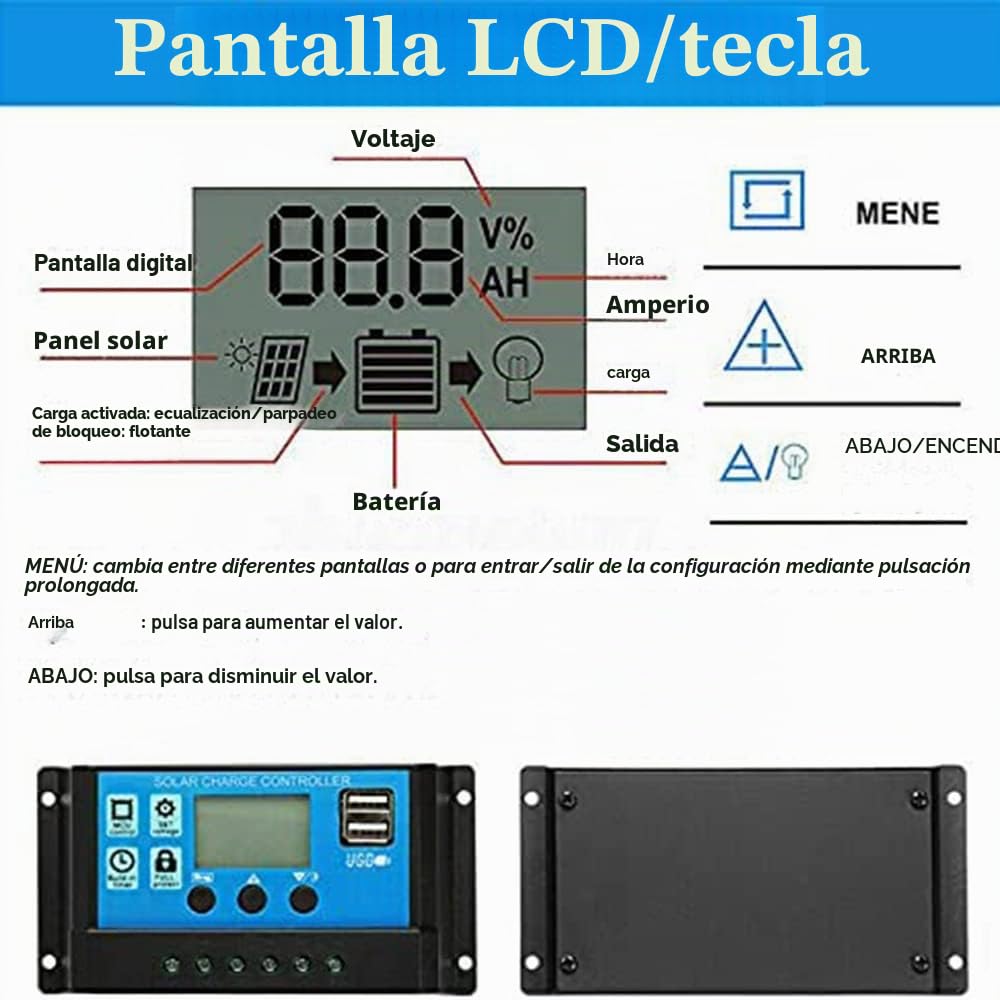 Cargador de batería con panel solar de 30 W y 12 V + controlador de 40 A para caravana, coche, , casa, camping