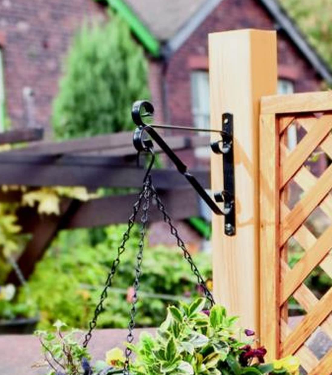 Shop4allsorts Black Hanging Basket Bracket 12 Inch 30Cm Metal Flower Basket Support Hook
