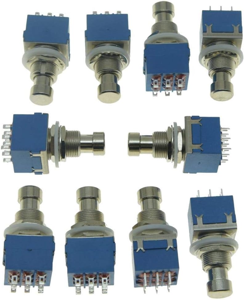 KAISH Pack of 10 Box Stomp 9 Pins 3PDT Guitar Effect Pedal Switch Push Button Foot Switch True Bypass Blue