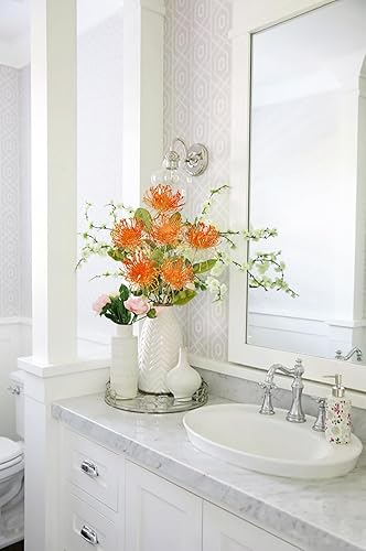 Miniatura 3 de Hollyone Crisantemos artificiales naranjas de 33 pulgadas para exteriores, flores de otoño, crisantemos falsos de otoño, crisantemo sintético, 2