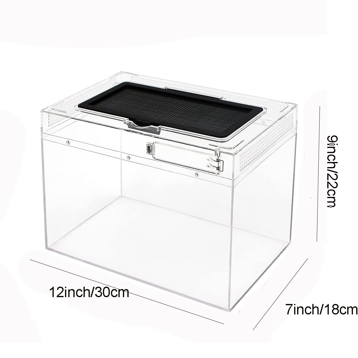 Caja de Alimentación de Insectos, Caja de alimentación para Reptiles, Estuche de Cría de Reptiles para lagartos, arañas, Ranas de Cuernos y escarabajos,Terrario para Reptil/Anfibios (12 * 7 * 9in)
