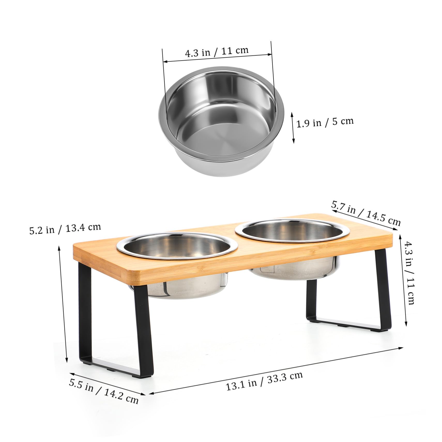 Ciotola Rialzata per Gatti con Doppie Ciotole in Acciaio Inox | Gatti e Cani Piccoli, Uso Interno, Base Antiscivolo, Design Elegante con Supporto