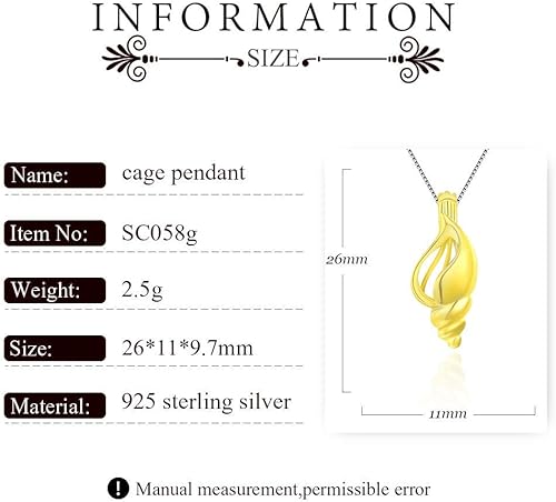 Miniatura 2 de Colgantes de jaula de caracola, dije de manualidades para hacer collares, pulseras, joyas (plata de ley, chapado en oro de 24 quilates), Metal, no