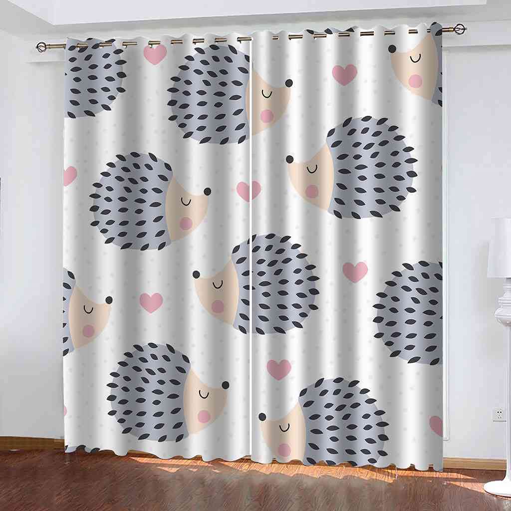 Rideaux occultants isolants thermiques à oeillets 300x270 rideau salon lourd imprimé hérisson