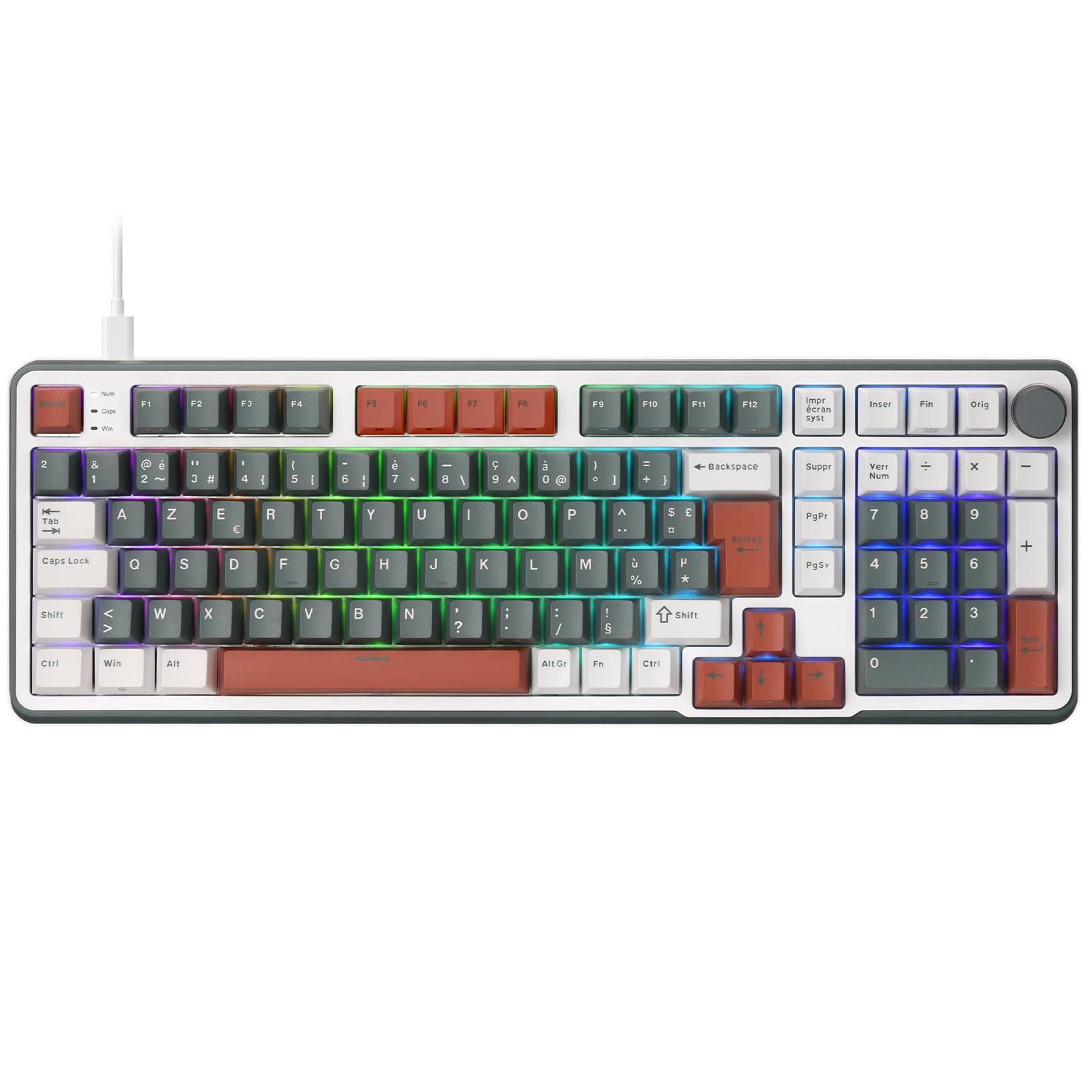 RK ROYAL KLUDGE C98 FR Clavier mécanique Jeu, commutateur magnétique Effet Hall, Filaire RGB 95%, déclenchement Rapide réglable, taux rafraîchissement 8KHz, Pilote Pro Web pour Mac&Win,French AZERTY