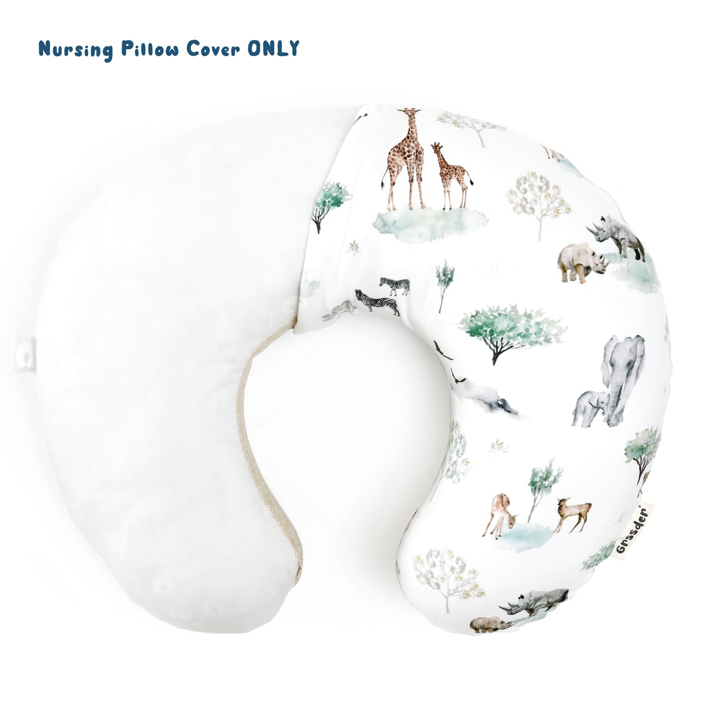 GRSSDER Nursing Pillow Cover Stretchy Minky Removable Nursing Covers for Breastfeeding Pillows, Ultra Soft Comfortable Slipcover for Boy and Girls, Stylish Pretty Savannah