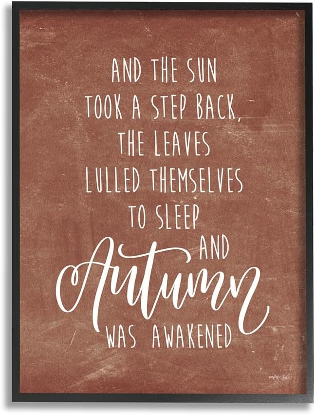 Stupell Industries Idyllic Autumn Calligraphy Phrase Brown Rustic Background,Design by Imperfect Dust