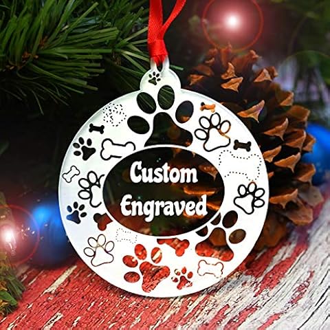 LHS - Personalized Dog Christmas Ornaments for 2024 Round Bulb Shape Gift Box Incld | Cute Dog Design, Custom Clear Shatterproof Plastic | Made in USA Cover
