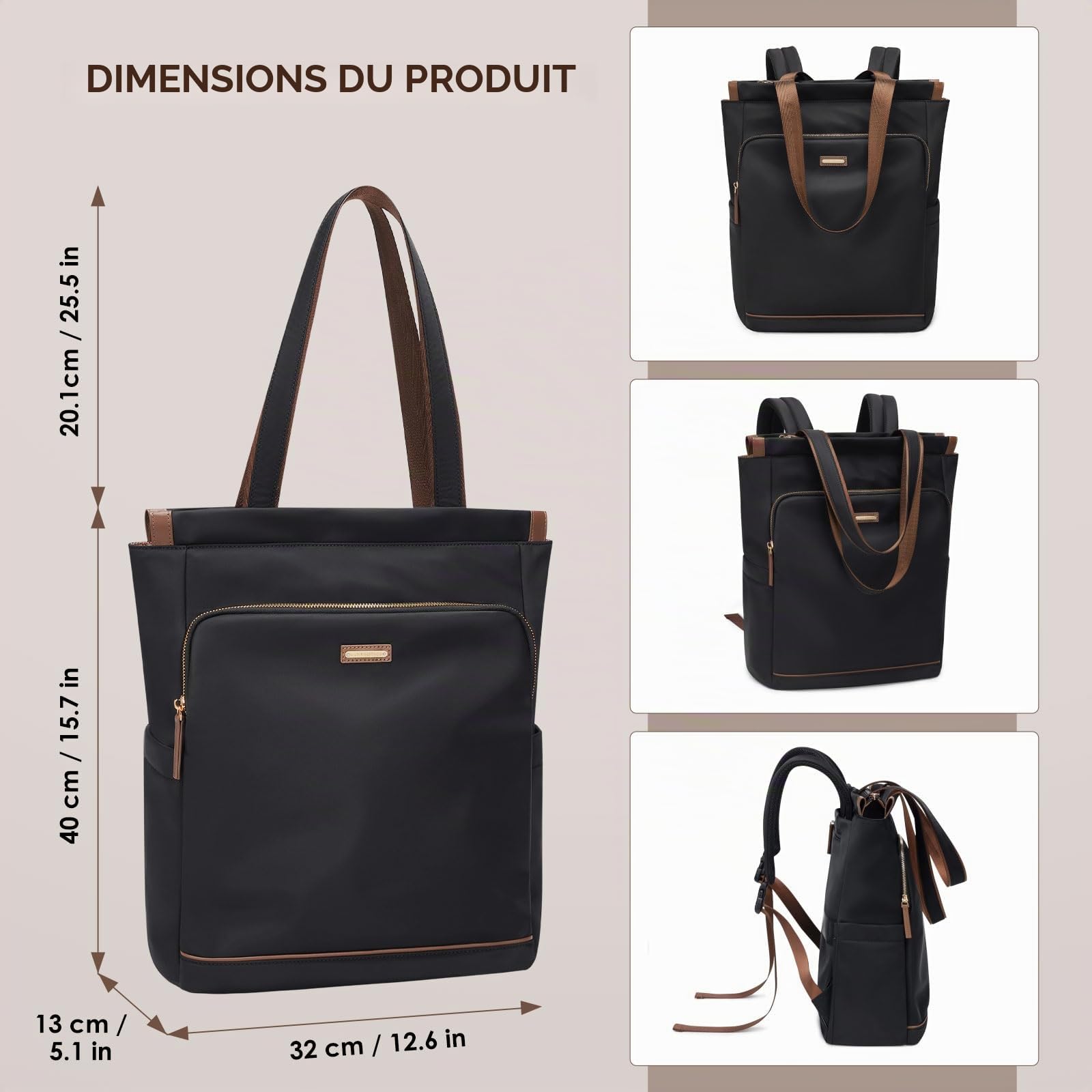 GOLF SUPAGS Sac à dos Convertible pour Ordinateur Portable pour Femmes Sac de Voyage Décontracté Notebook pour Travail Collège Voyage Loisirs
