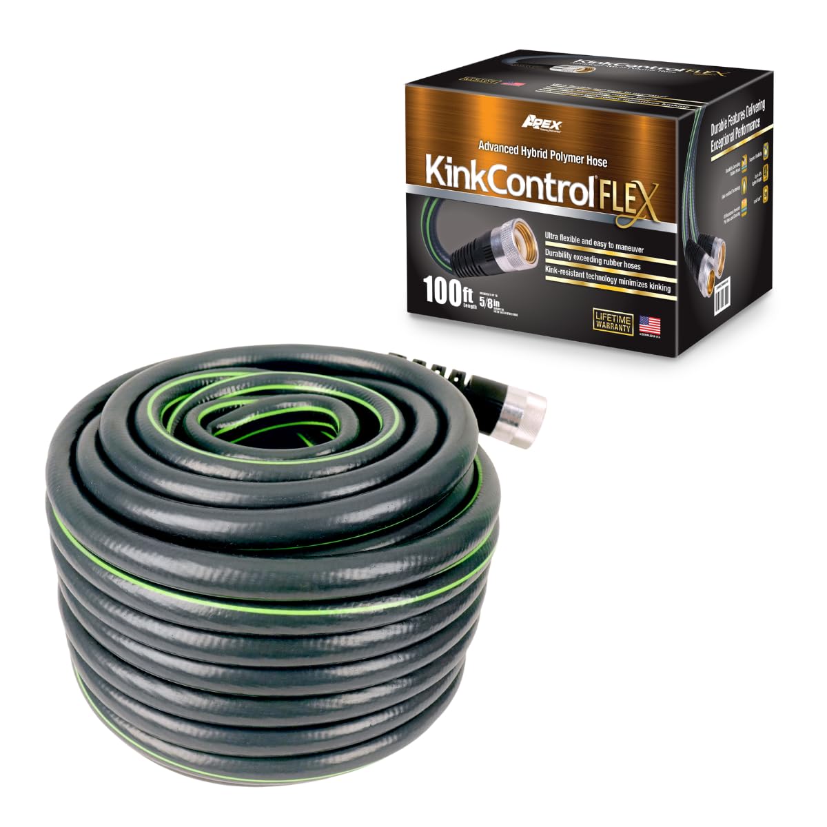 Teknor Apex 5102-100 - Manguera de jardín flexible con control de torceduras, color gris