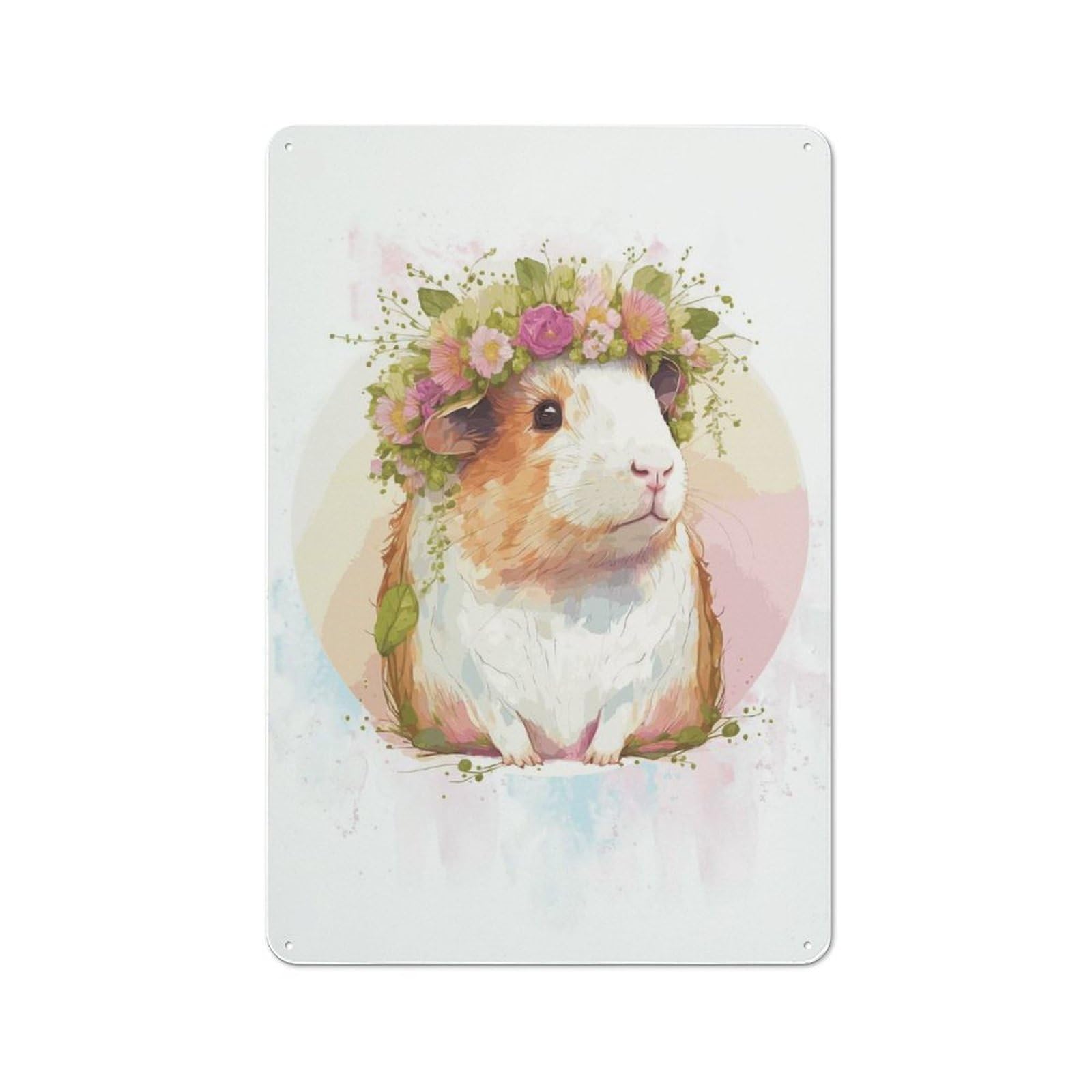 Industrial Watercolor Guinea Pig Decorative Metal Plaque 30x20cm, Studio Wall Art for Flat, Bar, Studio Or Gallery Wall