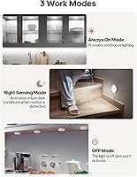 Vista 3 de Luces LED para Debajo del Gabinete, Luz Recargable con Sensor de Movimiento, Luces de Disco de 1000mAh con Control Remoto IR, Luces Debajo