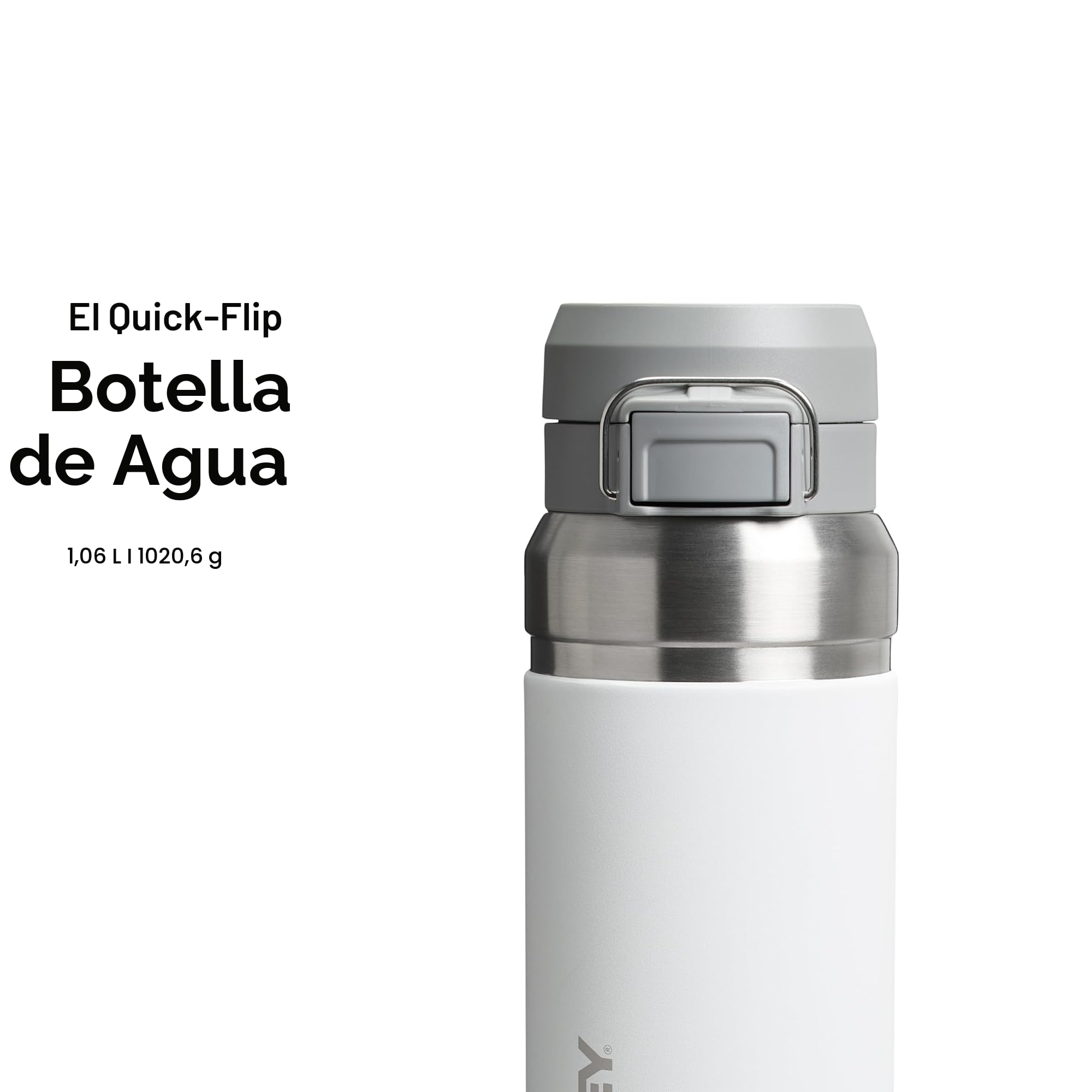 STANLEY 1913 Quick Flip Botella Agua 1.06L - Frost | Cantimplora Mantiene Frío 18 Horas - Anti-Fugas - Water Bottle Sin BPA - Compatible con Portavasos - Apta Para Lavavajillas