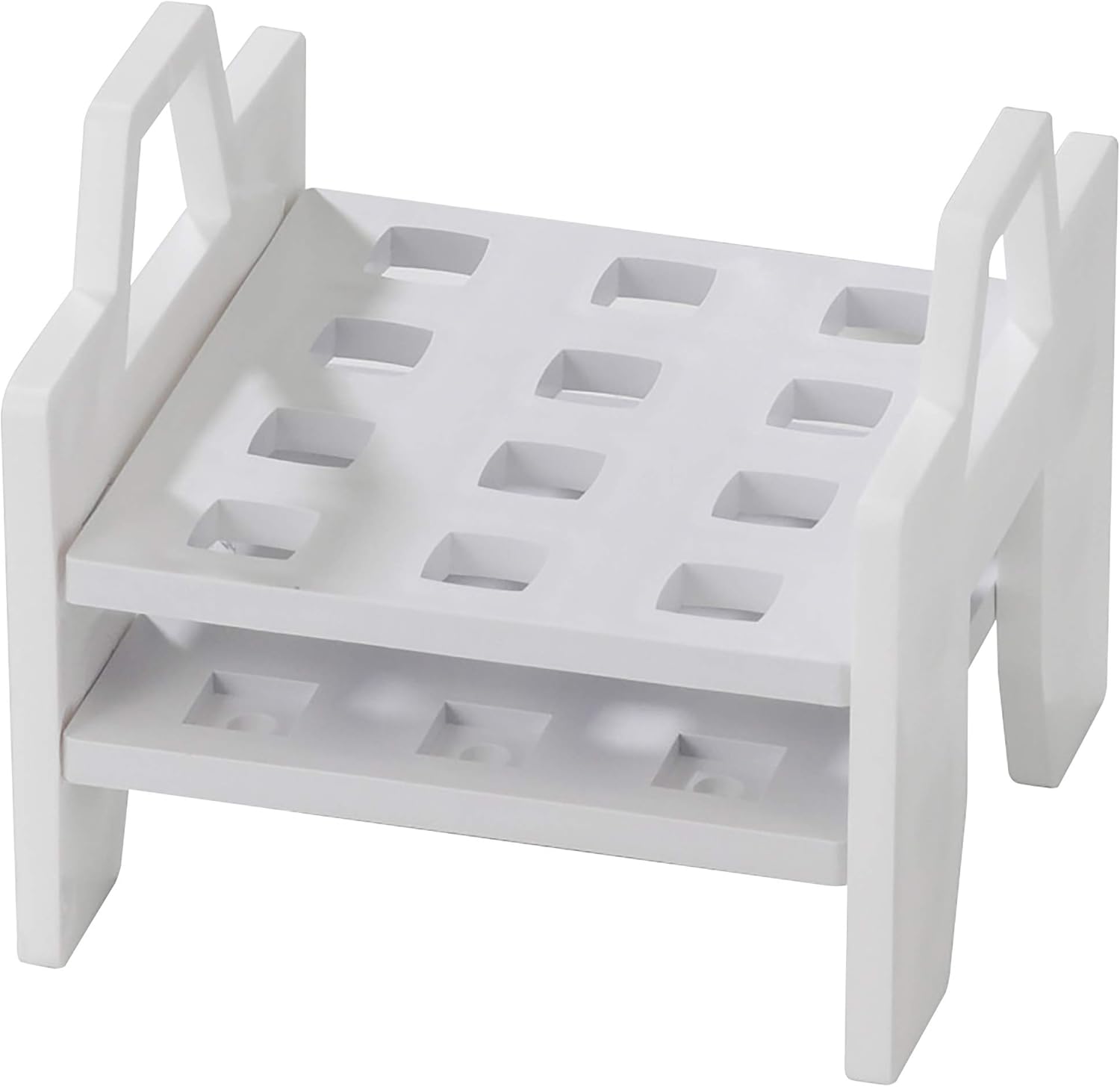 SP Bel-Art Cuvette Rack; For 10mm Cuvettes, 12 Places, Stackable, 4¼ x 4⅜ x 4⅜ in., Polypropylene (F18516-0787) Made in USA