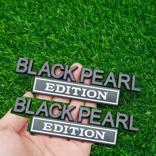 Image of Pair Set Black Pearl Edition Emblem 3D Letter Fender Tailgate Badge Decal Sticker Nameplate for Universal Vehicle, Car, Truck, SUV Motorcycle Accessories (Black White)