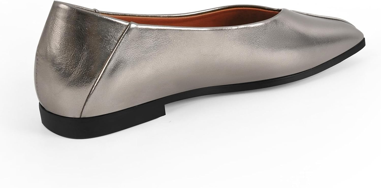 Women's Patent Leather Ballet Flats Fashion Square Toe Ballet Flats Loafer Shoes for Women Slip on Dress Shoes