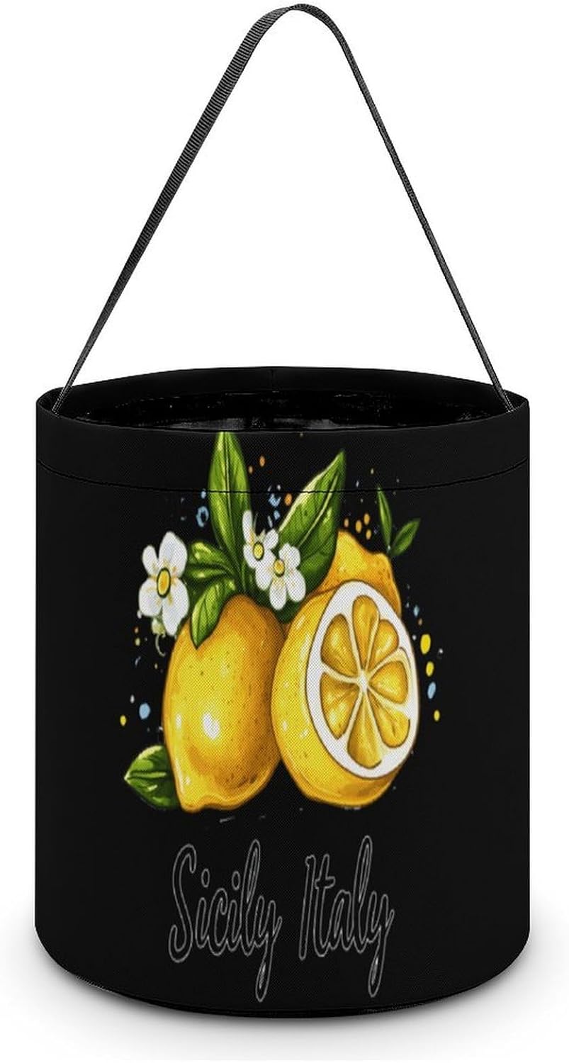 Sicilians Italy Italian Lemons Candy Bag Halloween Treat Goody Bags Party Basket Handbag Holiday Decor