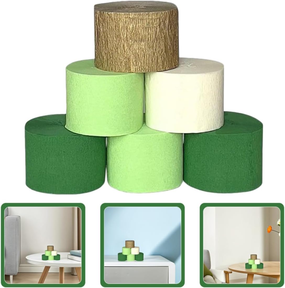 Yardenfun 12 Rolls Avocado Green Crepe Paper Streamers Bulk Craft Paper Rolls for Party Decorations Birthday Wedding Shower Balloon Wrapping