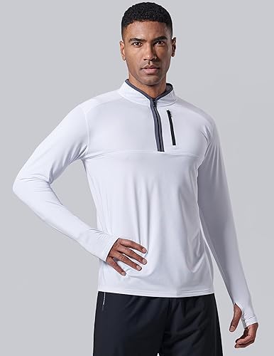 Miniatura 3 de Paquete de 3 camisas de manga larga para hombre con cremallera activa de secado rápido, para correr, ciclismo, gimnasio, tops a granel