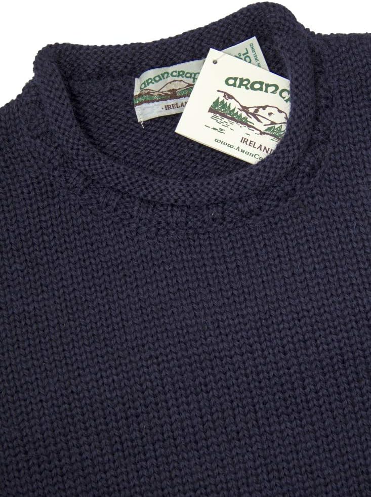 Aran Crafts Mens Plain Curl Neck Long Sleeve Sweater (100% Wool) - Image 4