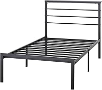 Vista 51 de SHA CERLIN Base de cama tamaño King con estante de cabecera y base de metal resistente, no necesita somier, color marrón