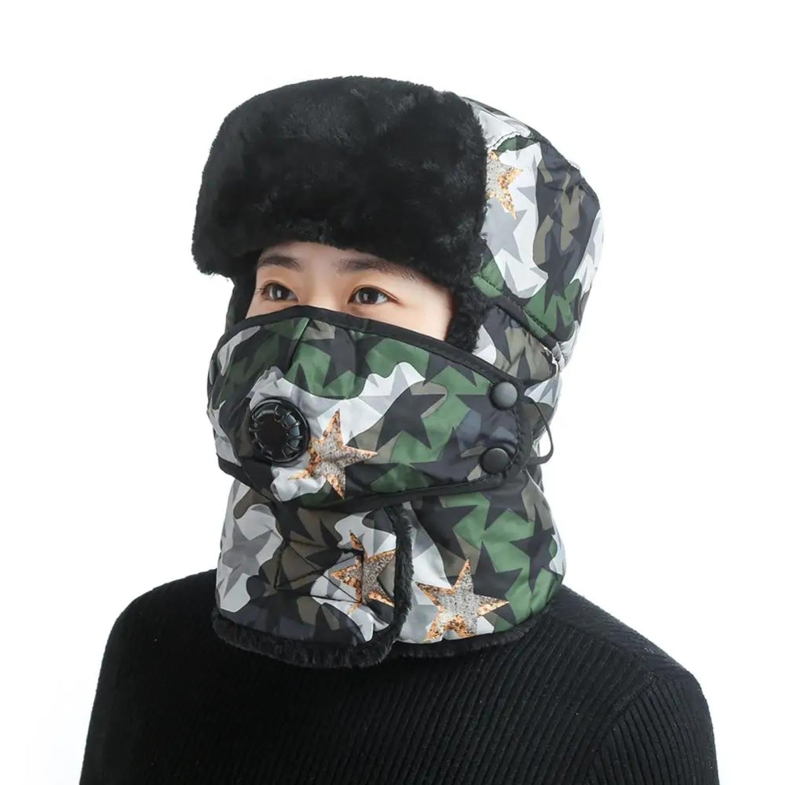 SiVaji Gorros De Punto para Sombrero Tejido Beanie Invierno Cálido Hombres Mujeres Gorras Al Aire Libre Esquí Orejera Cara De Nieve Gorros A Prueba De Viento Calaveras