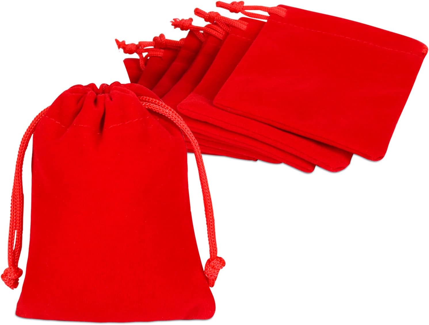 Shintop 10 Pack Velvet Drawstring Bags for Christmas Wedding Gift Bags Velvet Cloth Jewelry Pouches (2.75” x 3.54”, Red)