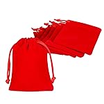 Shintop 10 Pack Velvet Drawstring Bags for Christmas Wedding Gift Bags Velvet Cloth Jewelry Pouches (2.75 x 3.54 , Red)