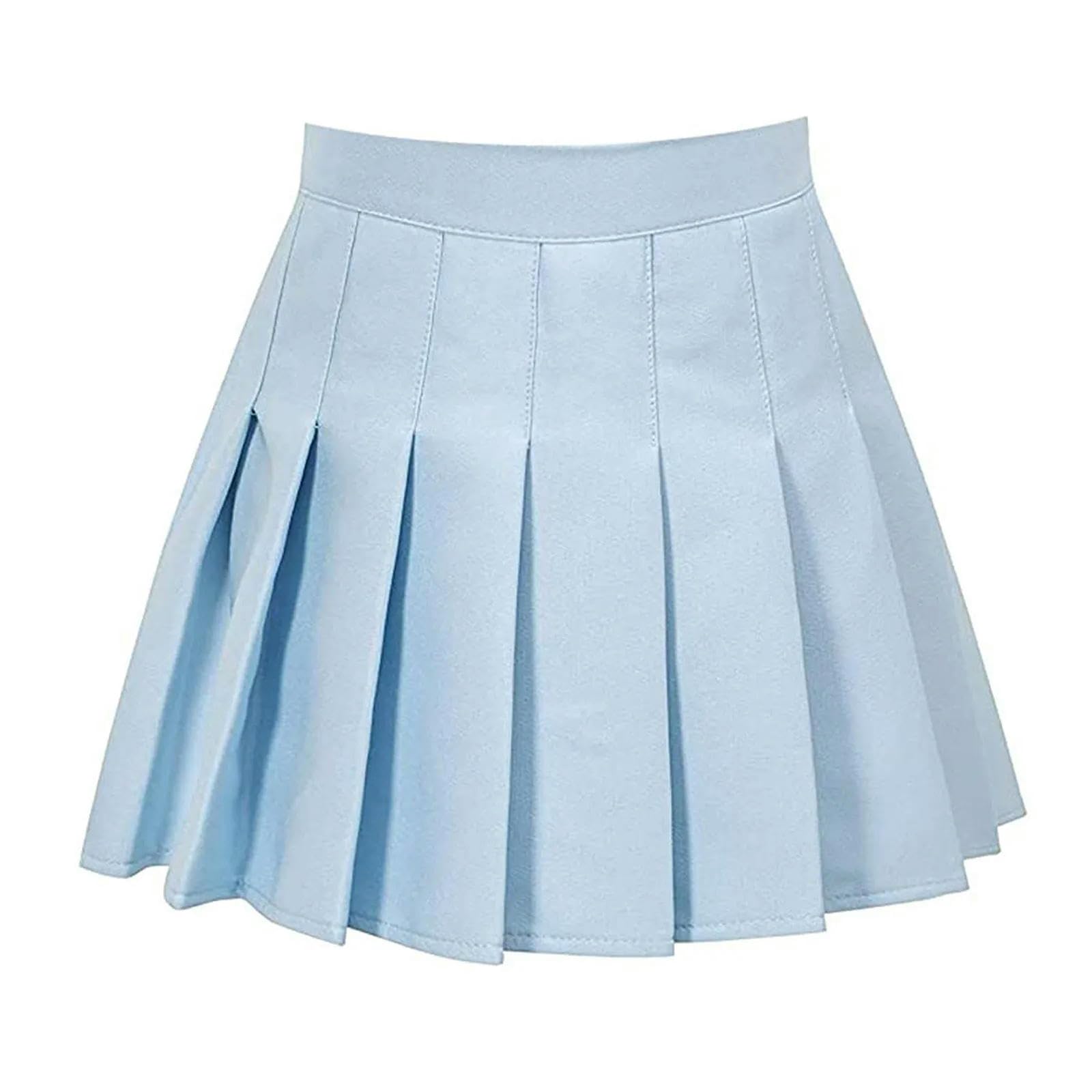 Falda Plisada de Cintura Alta para Mujer, Falda Informal de Verano con Cuadros en Forma de A, Faldas de Uniforme Escolar para niñas, Azul Cielo, M