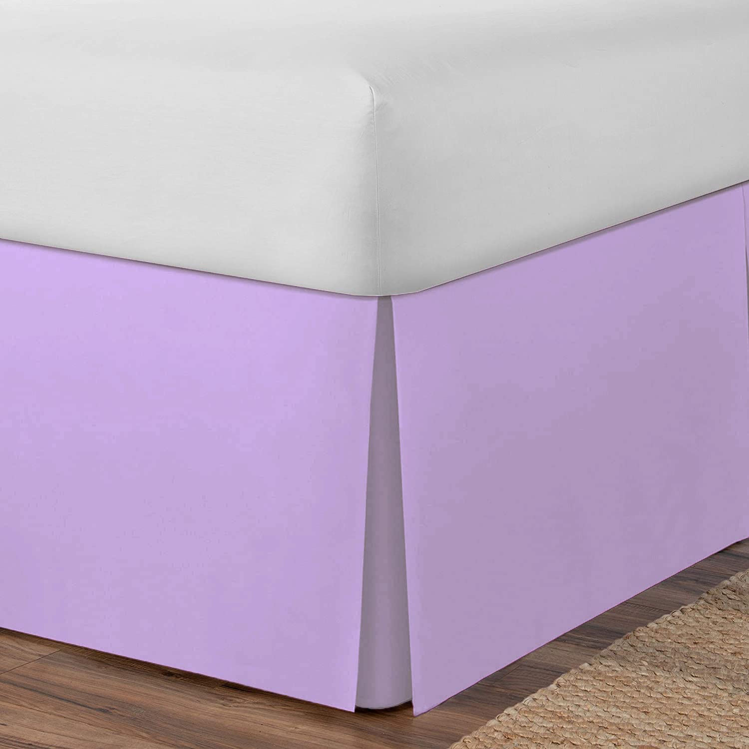 AmigoZone Plain Cotton Percale Platform Base Valance Pleated (Lilac, Single) โ image 1