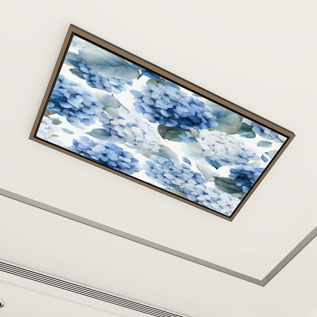4 Pack Fluorescent Light Covers 4 x 2 ft Blue White Hydrangea Floral Soft Watercolor Style Magnetic Ceiling Light Covers Fluorescent Lights Shade Panel for Office Classroom Home Hospital Decor