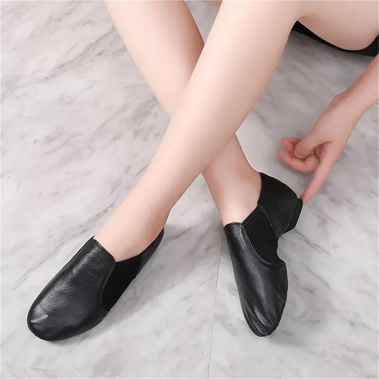 Ballettpantoffeln Jazz-Tanzschuhe for Damen, Hellbraun, Schwarz, rutschfeste Sohle, Jazz-Schuhe for Kleinkinder, Mädchen, Gymnastik, Unisex, Slip-on-Jazz(Black,34)