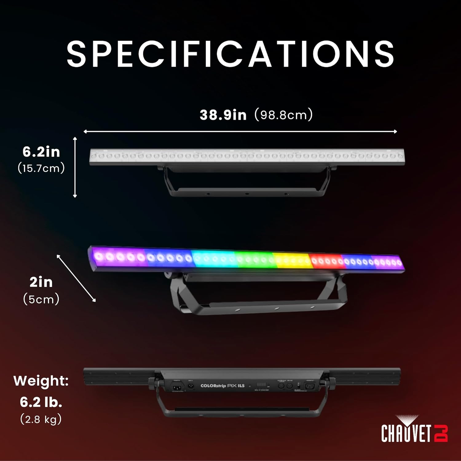 CHAUVET DJ – COLORstrip Pix ILS LED Strip Light | Full-Size Pixel Mapping Fixture for Wash and Eye-Candy Effects, Individual LED Control, ILS and D-Fi USB Wireless DMX, Stage and Event Lighting