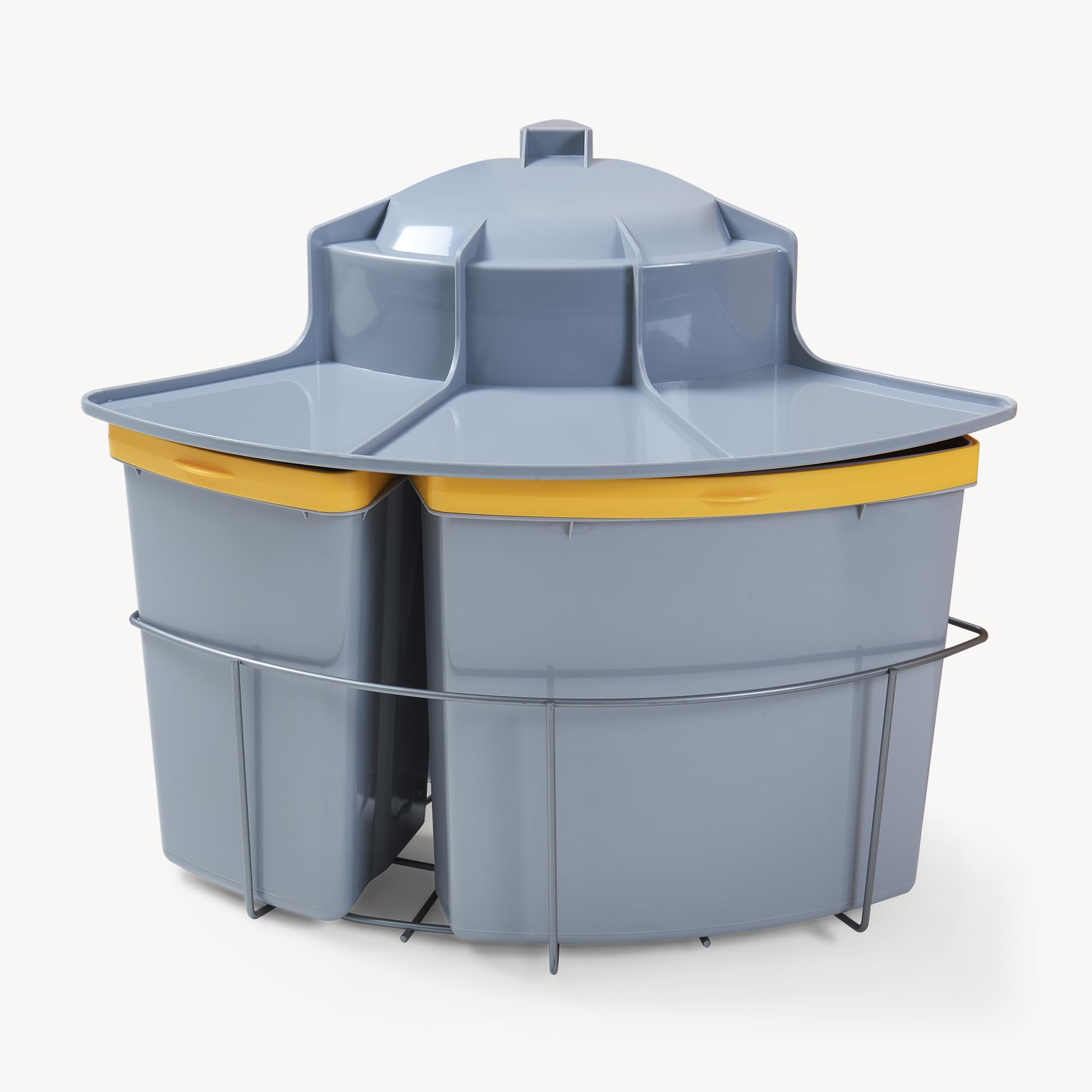 [en.casa] Einbau-Mülleimer Küche Kollby Mülltrennsystem 3fach für Unterschrank 50 cm breit 2 x 12L+1 x 6L Einbaumülleimer schwenkbar mit Deckel Grau