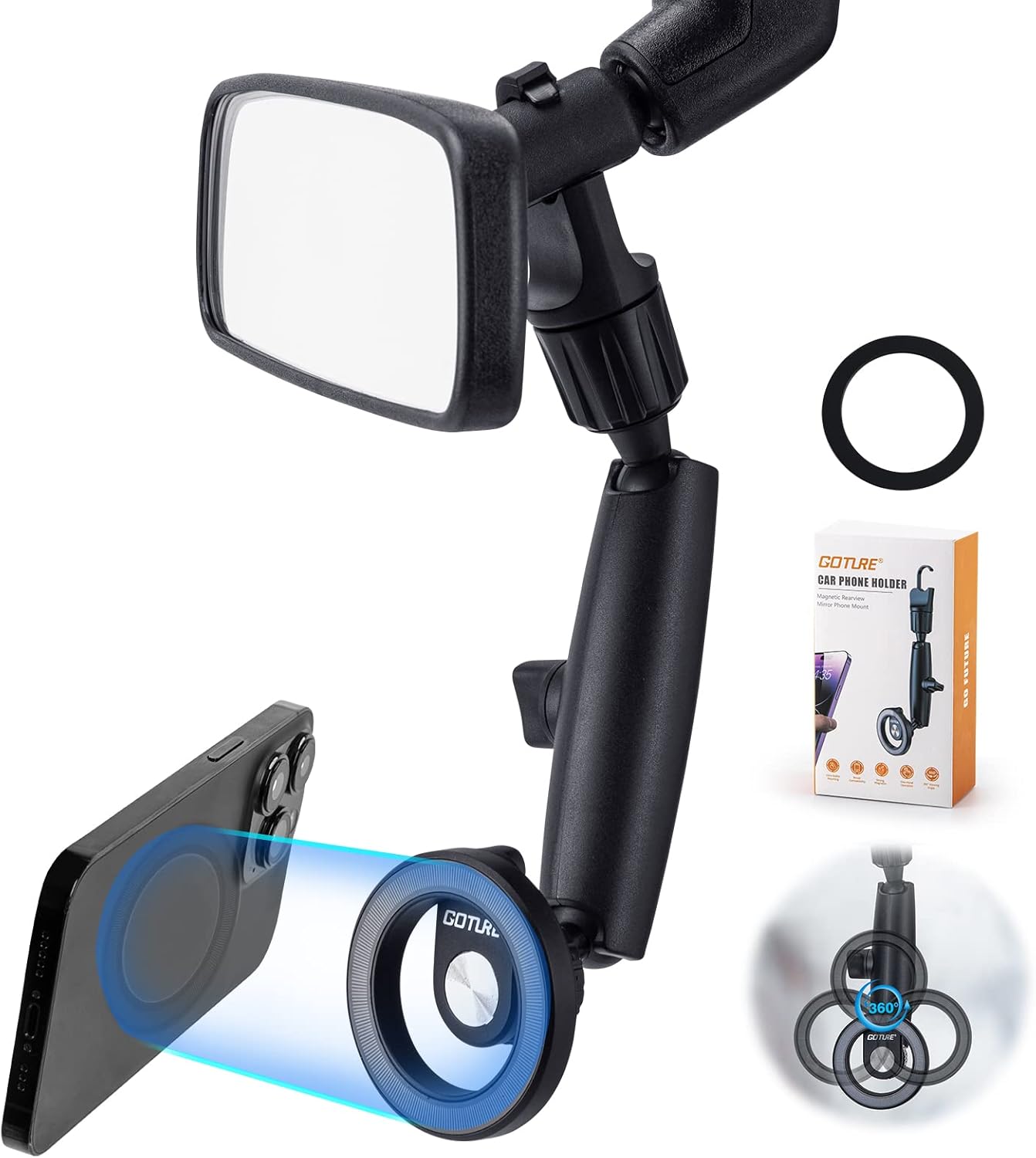 Goture Phone Mount for Car, Rear View Mirror Phone Holder,Cell Phone Holder