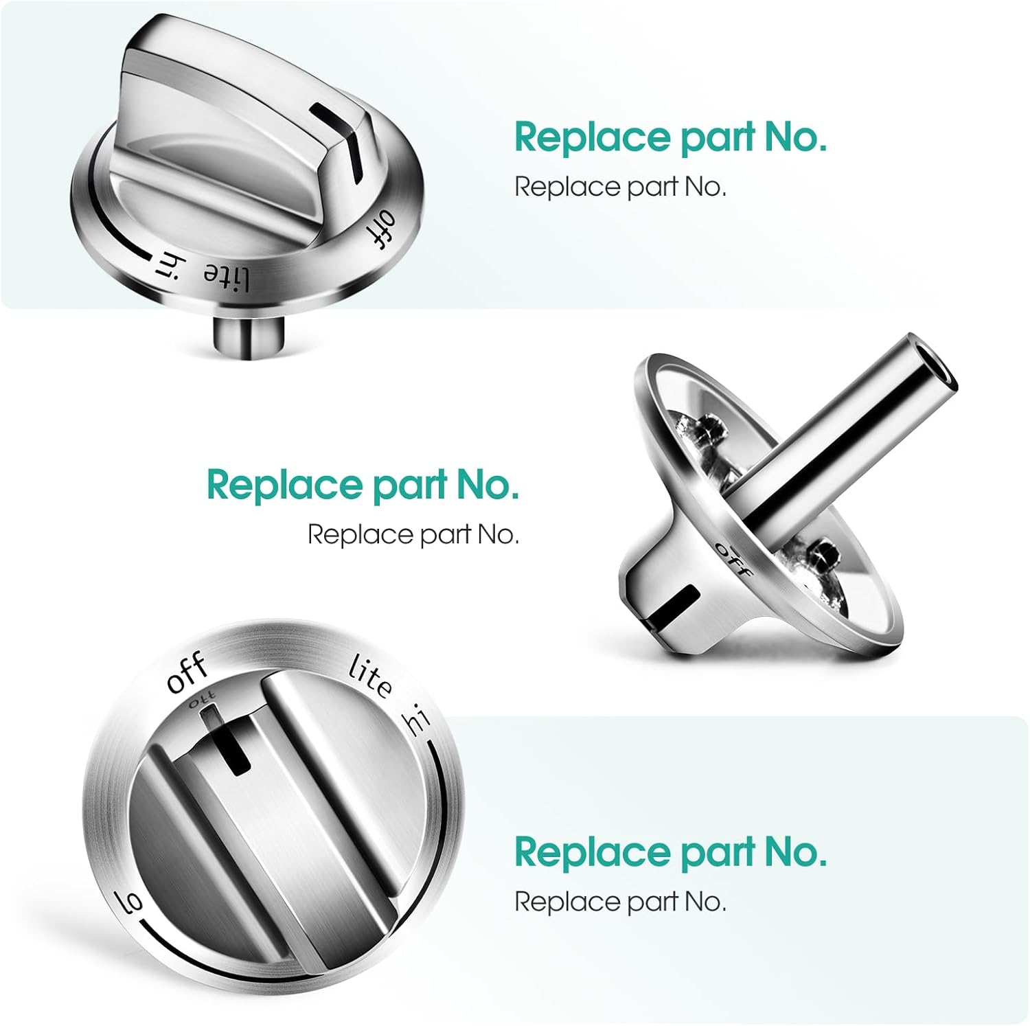 5-Pack Upgraded 5304525746 Gas Stove Knobs for Fridgidaire FFGC3026SS FFGC3626SS etc, Burner Range Control Knob 5304504839 4960519 AP6997304 PS16227241 EAP16227241