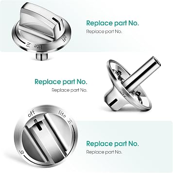 4-Pack Upgraded 5304525746 Gas Stove Knobs for Fridgidaire FFGC3026SS FFGC3626SS etc, Burner Range Control Knob 5304504839 4960519 AP6997304 PS16227241 EAP16227241