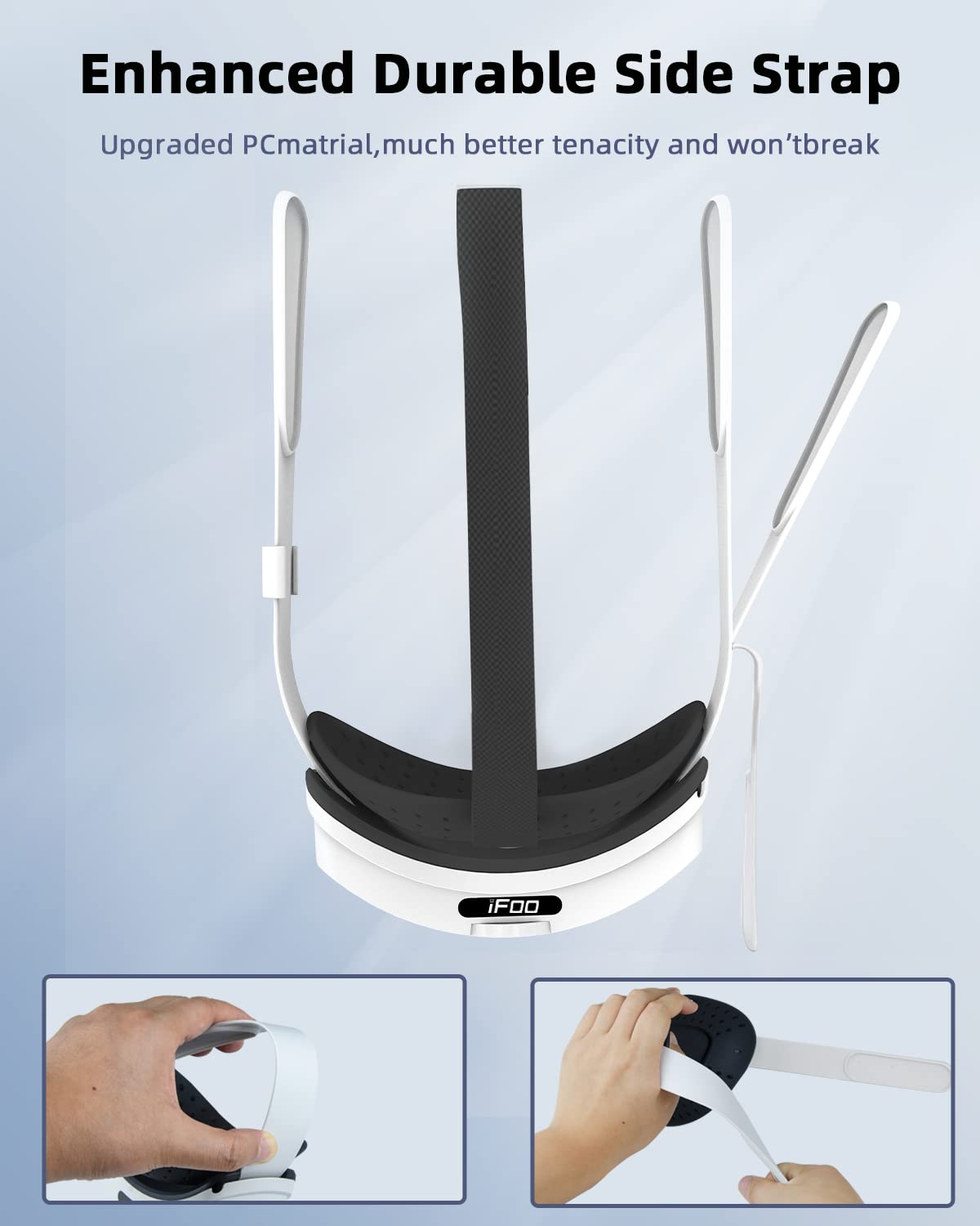 iFoo F01 Bandeau réglable pour Casque Oculus/Meta Quest 2 VR, Blanc, Taille Unique 3