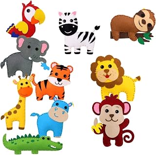 フェルト動物裁縫セット 子供用動物裁縫クラフトセット 生物学的DIY裁縫フェルトぬいぐるみ 知育初心者 女の子 男の子セット (森の動物)