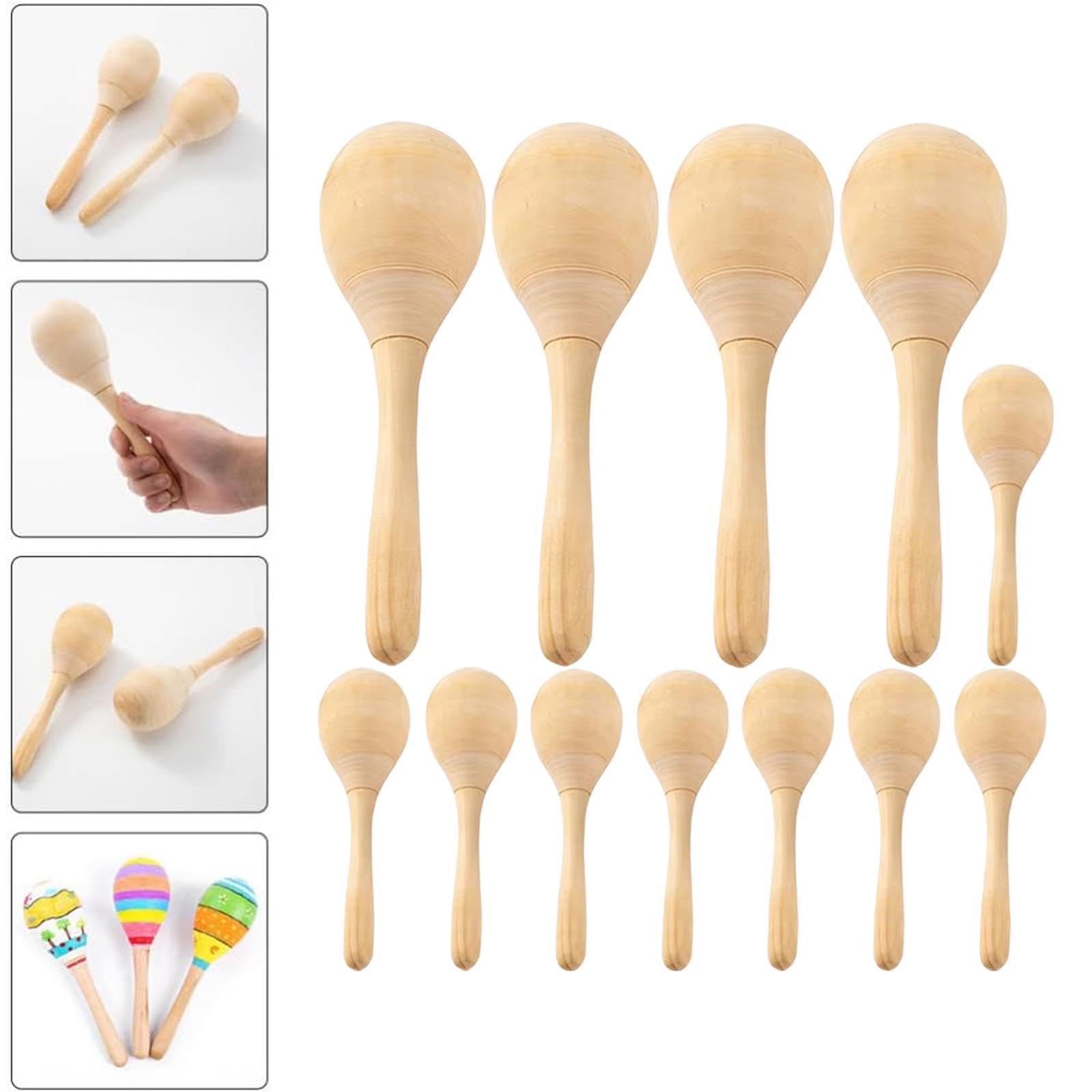Maracas En Bois, Percussions Manuelles, Maracas Peintes à La Main, Maracas Vierges Non Finies, Cadeau D'anniversaire, 12 pièces
