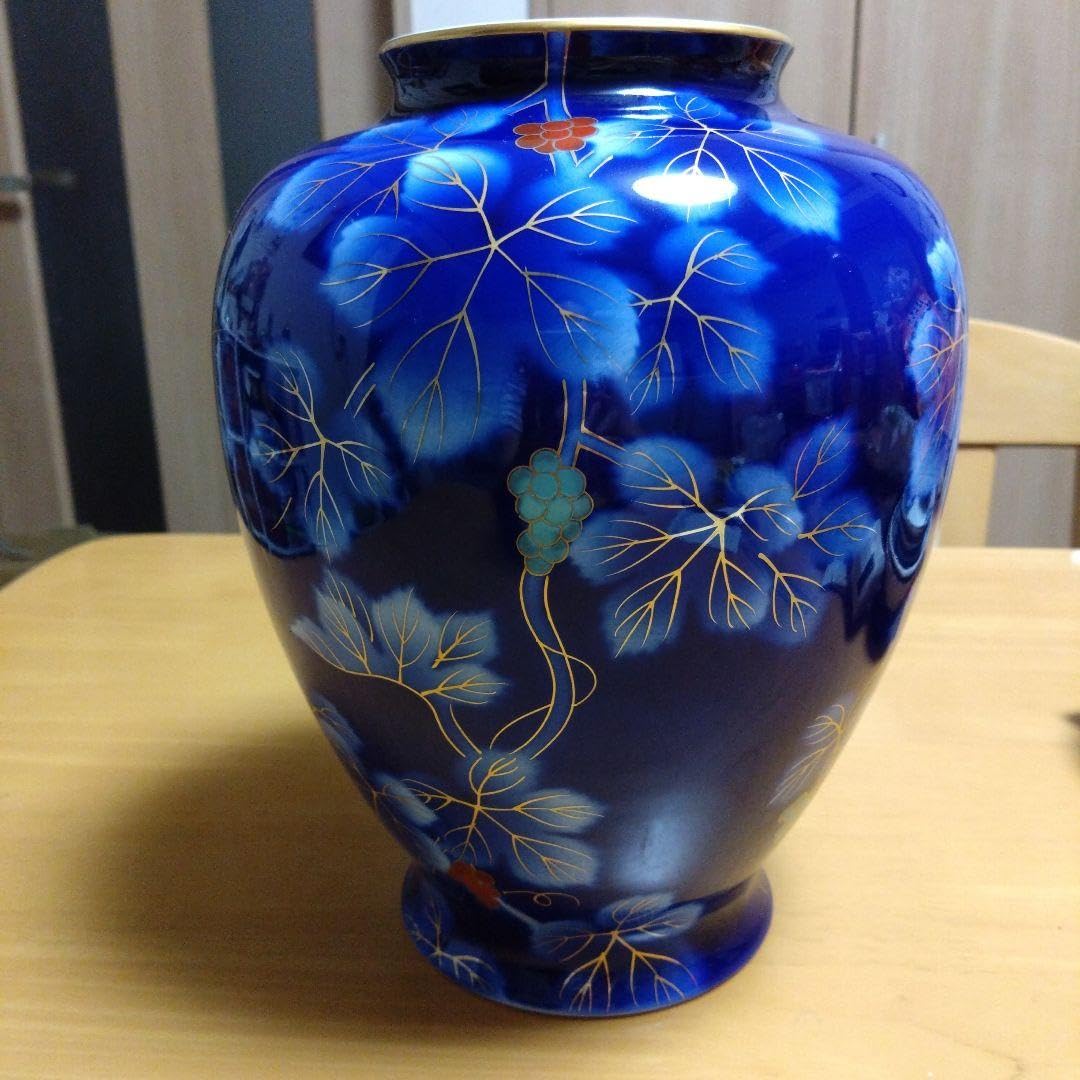 深川製磁　花瓶　金彩　瑠璃 葡萄　大型　飾り壺 14号 38cm 深川製磁 花瓶 金彩 瑠璃 葡萄 大型 飾り壺 14号 38cm｜Yahoo