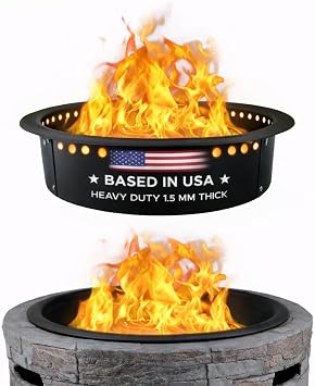 FEBTECH 46 Smokeless Fire Pit Insert - Heavy Duty Outdoor Fire Pit Ring with Heat Resistant Coating - Recommended DIY Portable fire Pit Ring for Outdoor Camping Bonfire & Family Gatherings