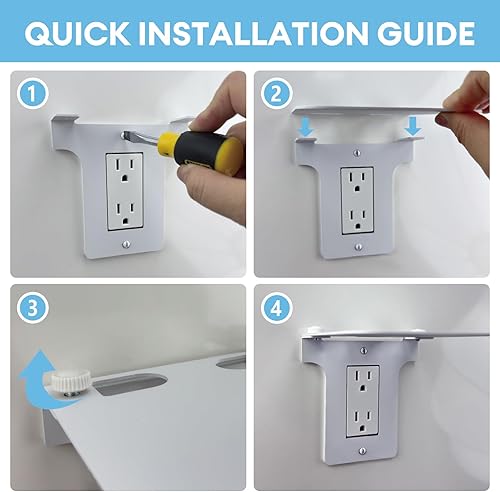 Miniatura 5 de Soporte de pared de metal para enchufes Decora, organizador de baño y cocina con almacenamiento de cables, soporte para cepillos de dientes de