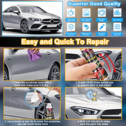 Routooly Touch Up Paint Pen For Cars Scratch Repair Auto Touch Up Paint Scratch Remover Pen Wheel Fill Paint Pen 2-In-1 Car Touch Up Paint Pen Multi-Color Optional For Various Cars (Diamond Silve) #TOP2