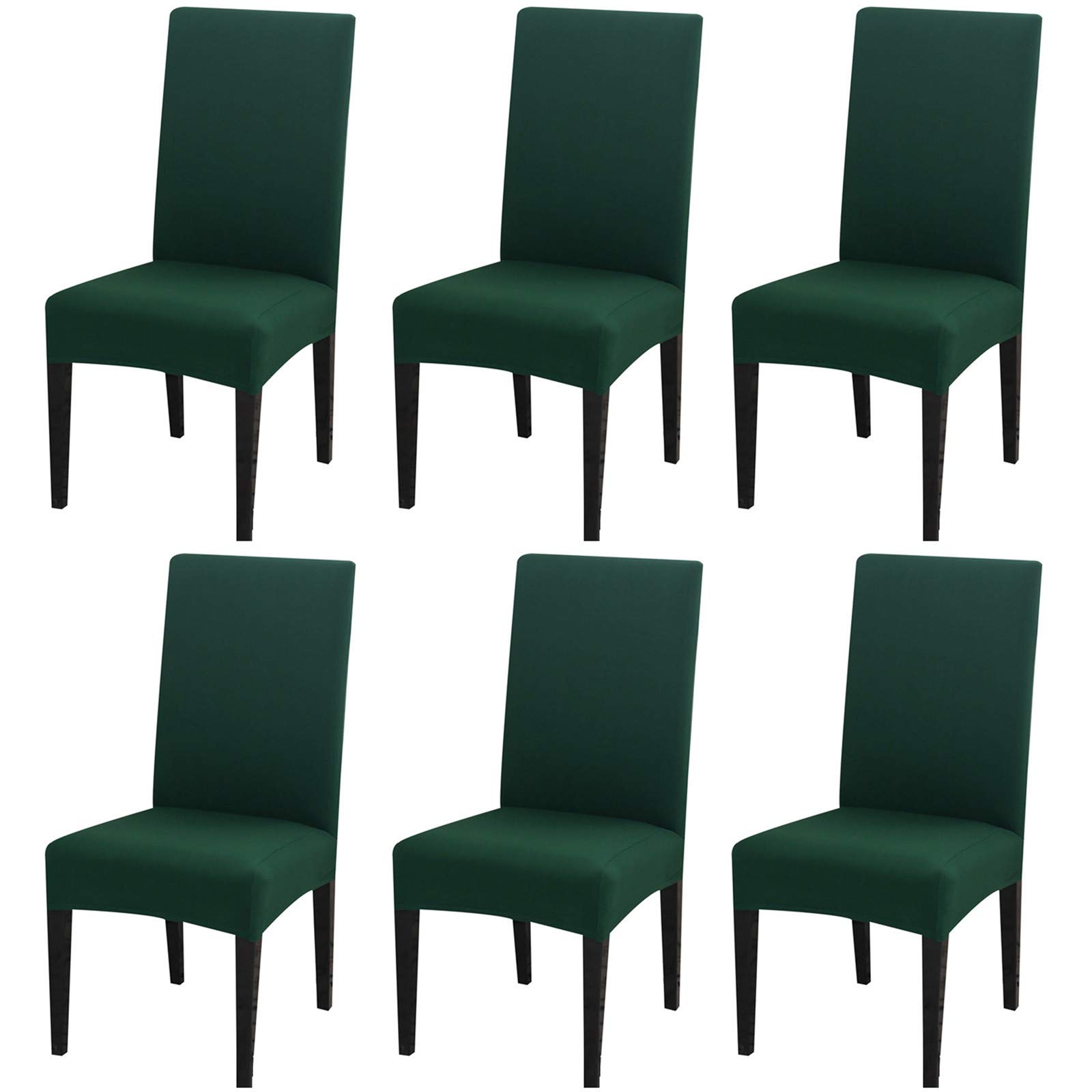 Dimatic 6 Pack Dining Chair Covers, Stretch Spandex Removable Washable Protector Chair Slipcovers for Dining Room Kitchen Hotel (Hunter Green)