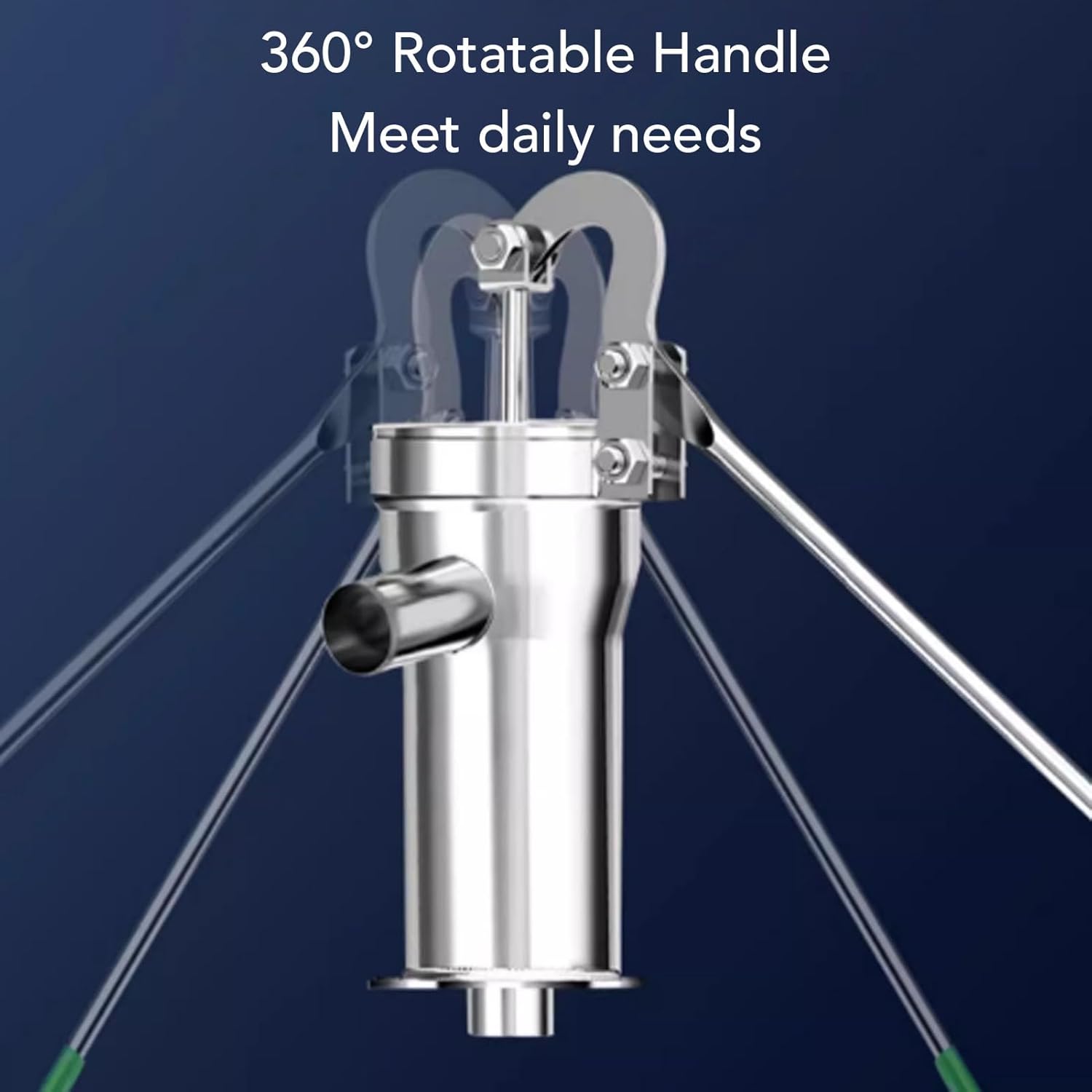 Deep Well Hand Pump, Stainless Steel Manual Well Pump with 3 Stand 8m Suction Lift for Home Garden Courtyard